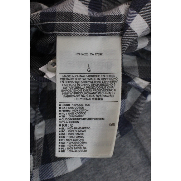 Banana Republic Luxe Flannel Mens Size L Gray Slim Fit Long Sleeve Check Shirt - Picture 4 of 7